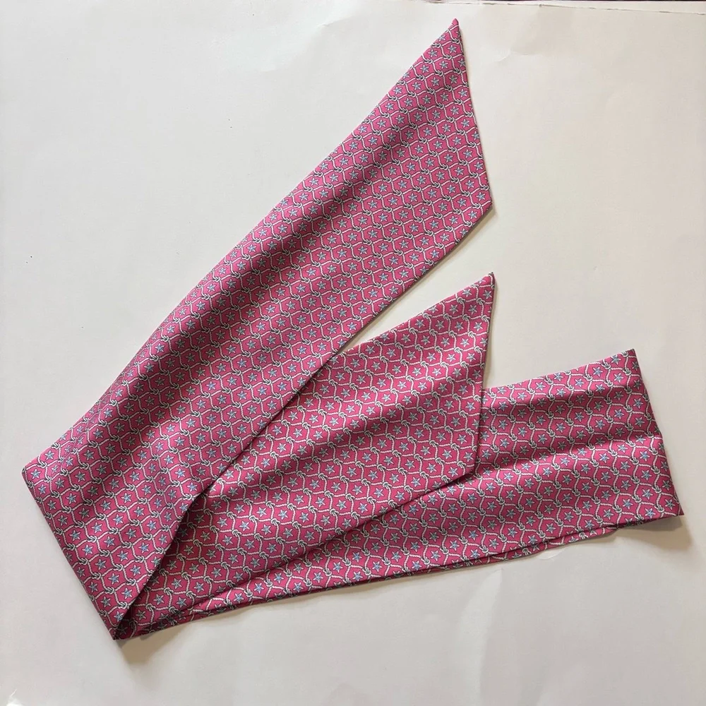 VINEYARD VINES silk pink belt scarf sash sea star print design
